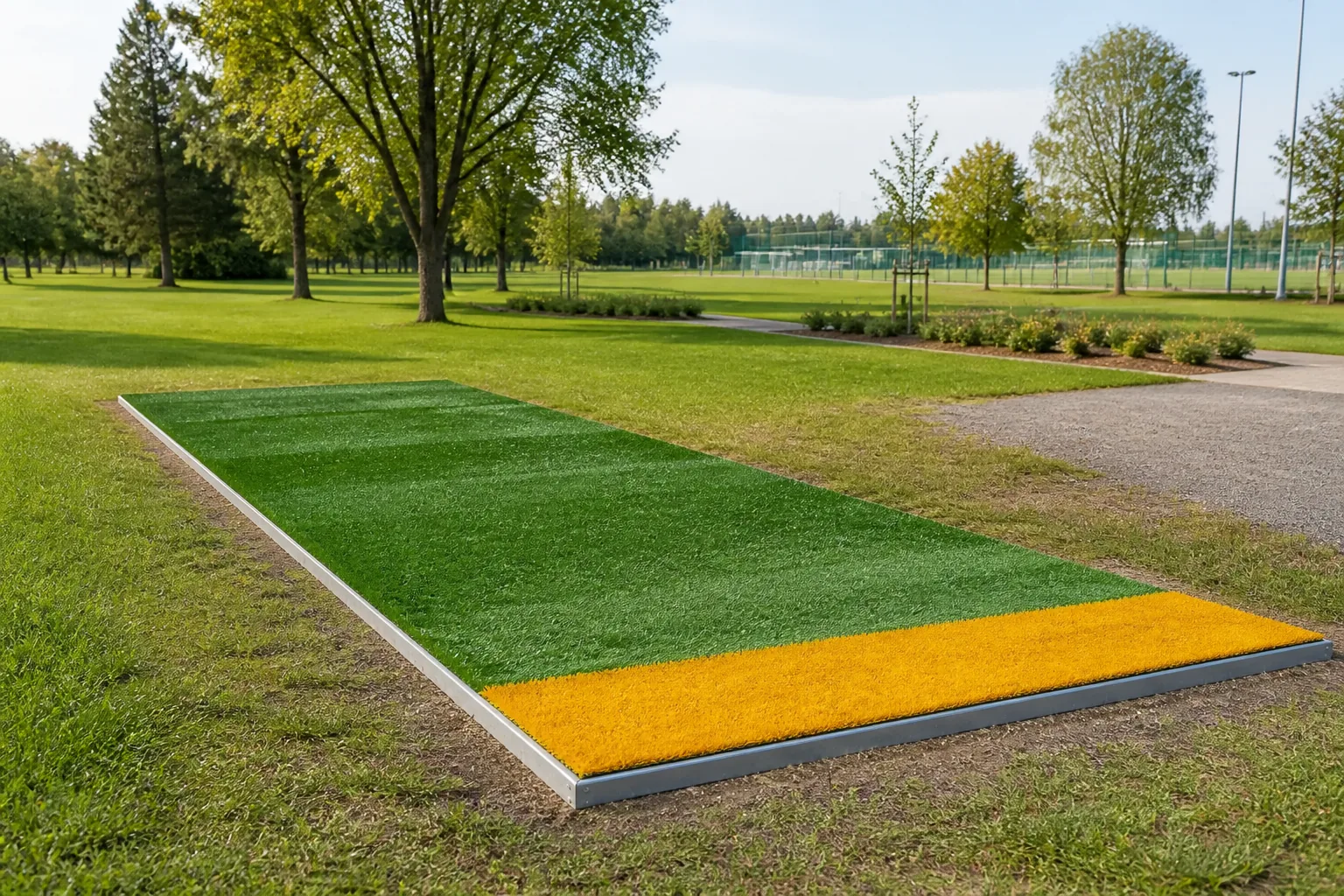 Flatpad Evo v plné velikosti v otevřeném parku, vizualizace produktu